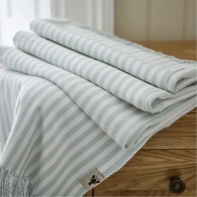 Salcombe Stripe Throw Sky Blue