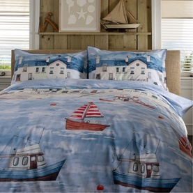 Coastal Fishing Village Duvet Set Multi