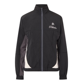 Pellador OG Logo Track Jacket in black with contrast grey and cream panels, funnel neck, zip fastening and elasticated trims