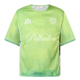Pellador Logo Football T-Shirt in green with jersey-style design, round neck, short sleeves, and white logo detail