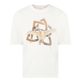 Pellador Swan Logo T-Shirt in white cotton, featuring front swan and geometric logo graphic, round neck, short sleeves