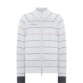 Logo Striped Zip Sweater