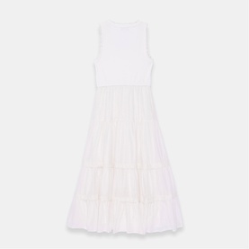 Crochet Trim Tiered Flared Dress