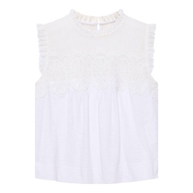 Lace Trim Woven Top