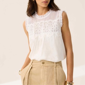 Lace Trim Woven Top