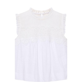 Lace Trim Woven Top
