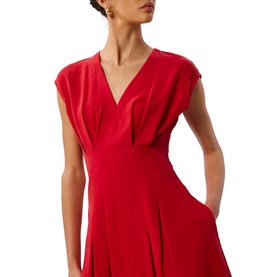 Panel Pleated Flared Dress