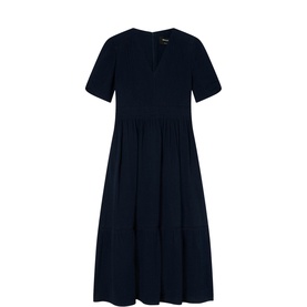 Textured Side Pocket Flared Dress