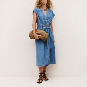 Love Buckle Wrap Flared Dress