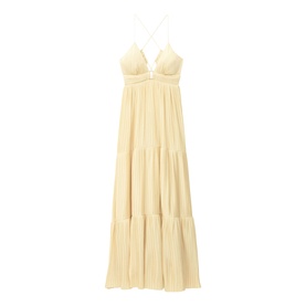 Wasta Pleated Tiered Flared Dress