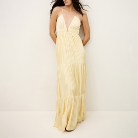Wasta Pleated Tiered Flared Dress