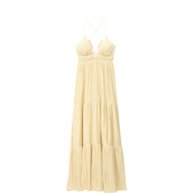 Wasta Pleated Tiered Flared Dress