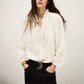 Petty Jacquard Ruffle Blouse