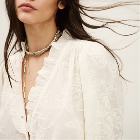 Petty Jacquard Ruffle Blouse
