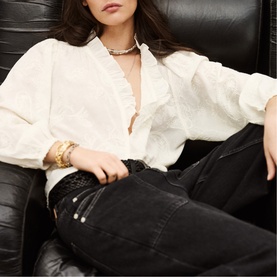 Petty Jacquard Ruffle Blouse