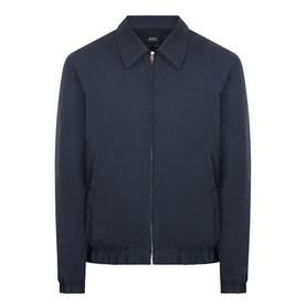 A.P.C. dark navy cotton casual jacket with shirt collar, zip fastening, and ribbed cuffs and hem