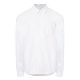 A.P.C. casual shirt in beige, 100% cotton, long sleeve with point collar and chest pocket, button-front fastening