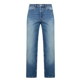 A.P.C. Martin Straight-Leg Jeans in washed indigo, mid-rise, five-pocket styling, tobacco stitching, clean hems, straight fit