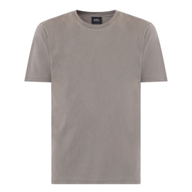 APC grey crew neck T-shirt with short sleeves and subtle chest logo, plain minimal design
