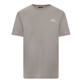 A.P.C. T-shirt in Gris Tahiti, crew neck with small white logo print on chest, short sleeves, relaxed fit