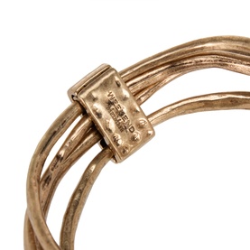 Max Mara Weekend Lince Multi-Strand Bangle in gold-tone metal, showing debossed logo clasp detail on intertwined strands.