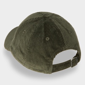 Max Mara Weekend green corduroy baseball cap, rear view showing adjustable buckle strap and structured crown.