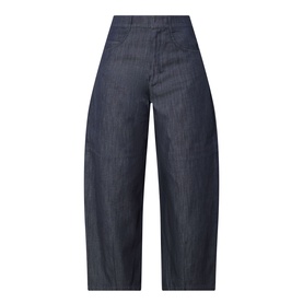 Max Mara S midnight blue wide-leg high-waist jeans in 100% cotton with a clean front and relaxed cropped silhouette