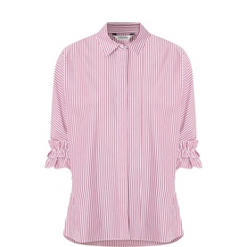 Nebbie Striped Ruffle Sleeve Shirt