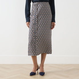 Geranio Printed Silk Wrap Skirt