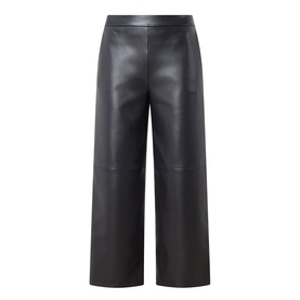 Max Mara S Amati Coated Cropped Trousers in Ultramarine, wide-leg silhouette, mid-rise waistband, clean cropped hem, coated finish