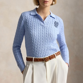 Cable Knit Polo Sweater