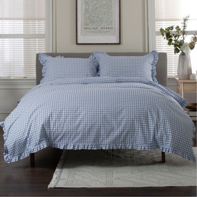 Gingham Frilled Duvet Set Fog
