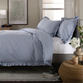 Gingham Frilled Duvet Set Fog