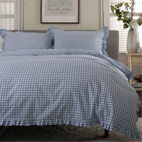 Gingham Frilled Duvet Set Fog