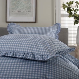 Gingham Frilled Duvet Set Fog
