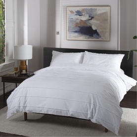 On The Line Duvet Set White