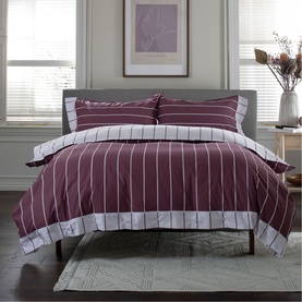 Pinstripe Duvet Set Burgundy