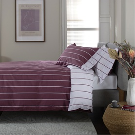 Pinstripe Duvet Set Burgundy