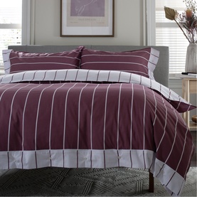 Pinstripe Duvet Set Burgundy