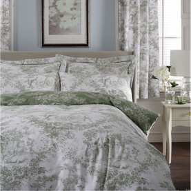 Toile De Jouy Housewife Pillowcase Pair Sage