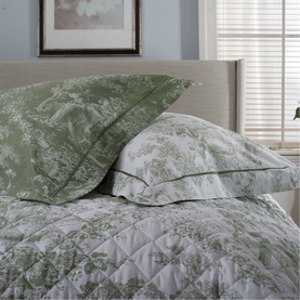 Toile De Jouy Oxford Pillowcase Pair Sage