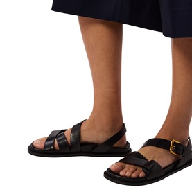 Asymmetric Buckle Flat Sandals