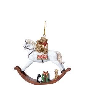 Teddy on Rocking Horse Tree Decoration 8cm