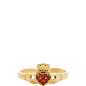 January Heart Crown Claddagh Birthstone Ring