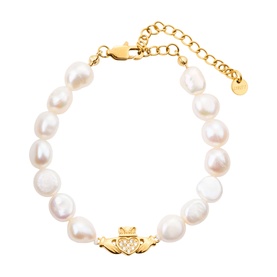 Heart Crown Claddagh Pearl Bracelet