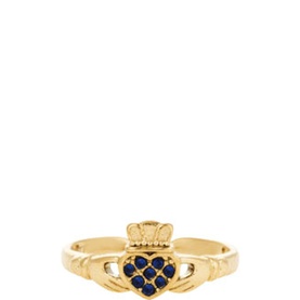 September Heart Crown Claddagh Birthstone Ring
