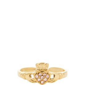 October Heart Crown Claddagh Birthstone Ring
