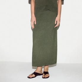 Linen Contrast Pocket Knitted Skirt