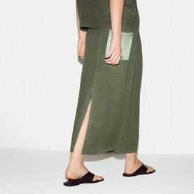 Linen Contrast Pocket Knitted Skirt