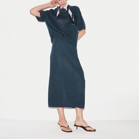 Linen Contrast Pocket Knitted Skirt